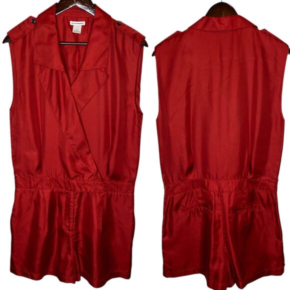 Club Monaco Silk Sleeveless Red Romper size 6 - Picture 1 of 5